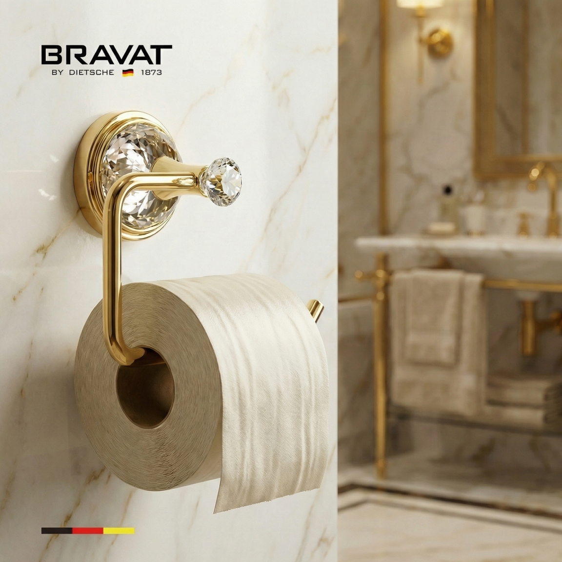 Держатель туалетной бумаги золотой с кристаллами SWAROVSKI BRAVAT D7285G-SW