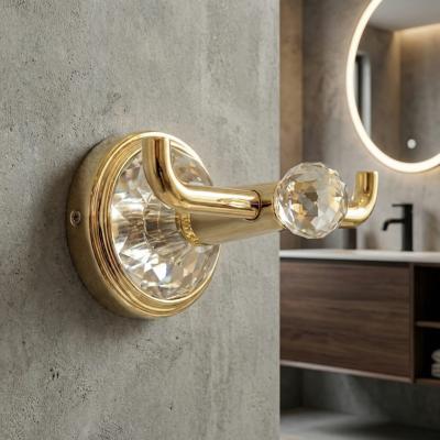 Крючок настенный для халатов и полотенец золотой с кристаллами SWAROVSKI BRAVAT D7283G-SW