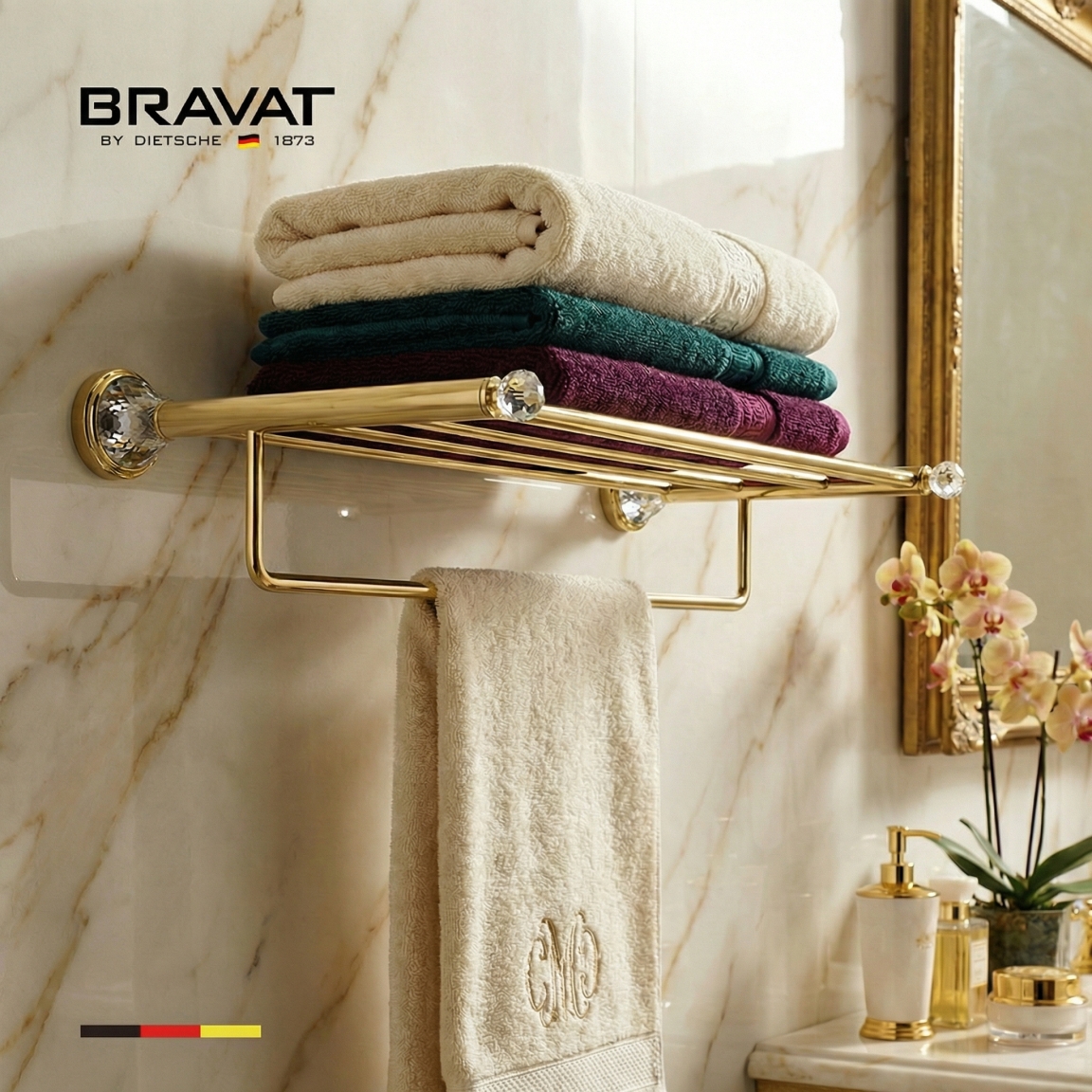 Вешалка для полотенец с кристаллами Swarovski BRAVAT D7282G-SW