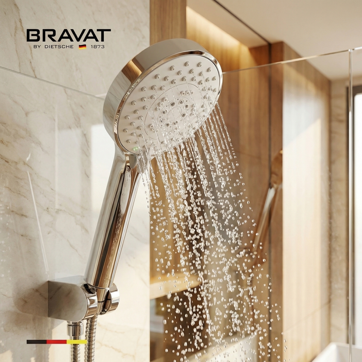 Набор для душа с лейкой и шлангом BRAVAT P70307CP-SW