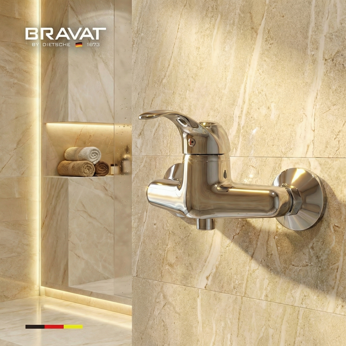 Настенный смеситель для душа BRAVAT F6793924CP-01-SW