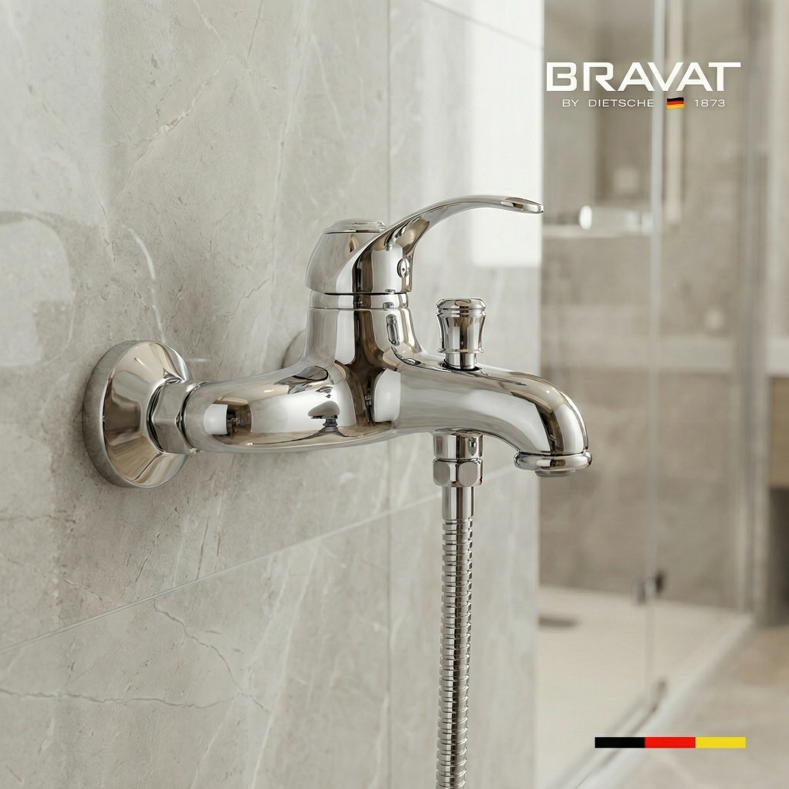 Настенный смеситель для ванны и душа BRAVAT F6794925CP-01-SW