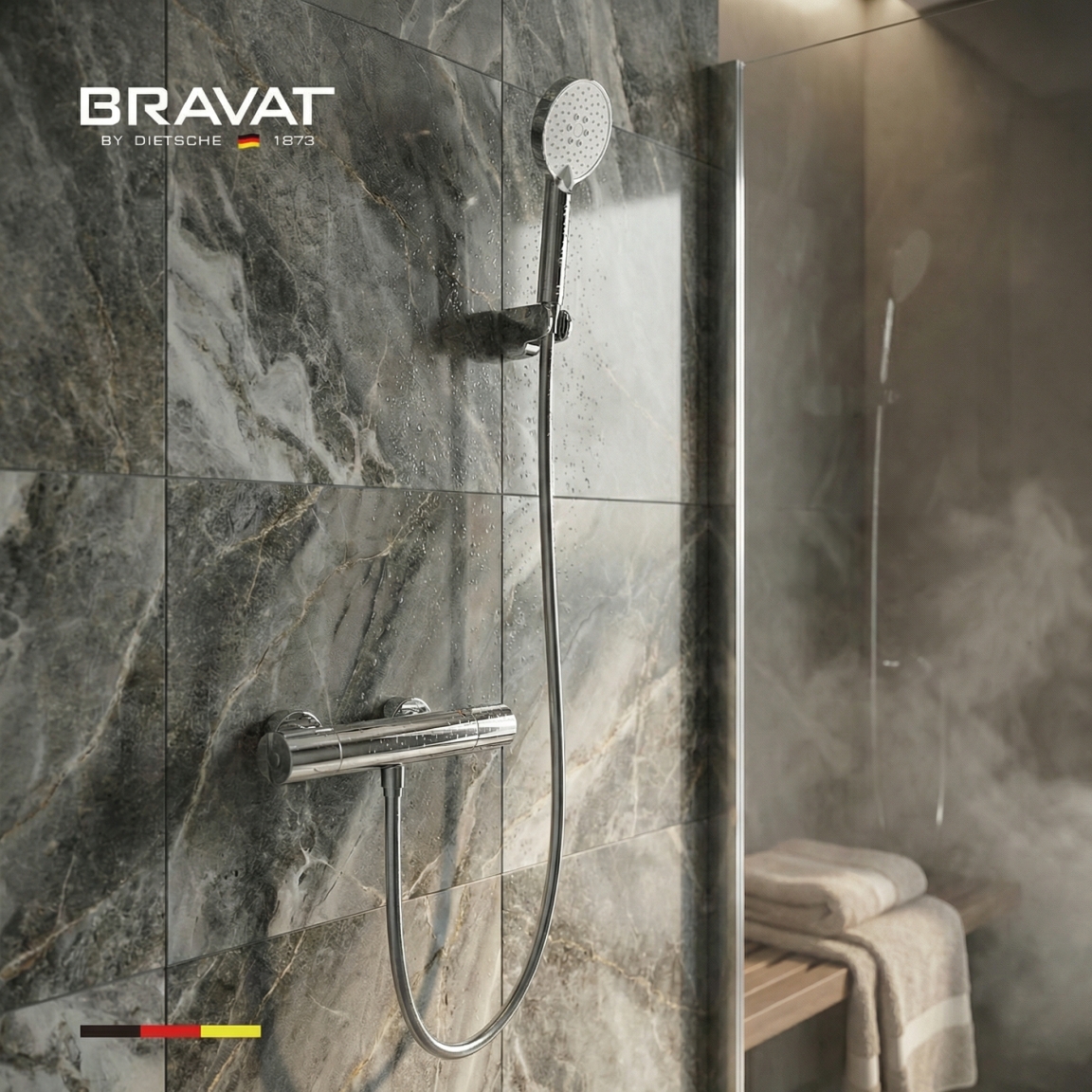 Термостатический смеситель с душем BRAVAT F6811942CP-B-SW