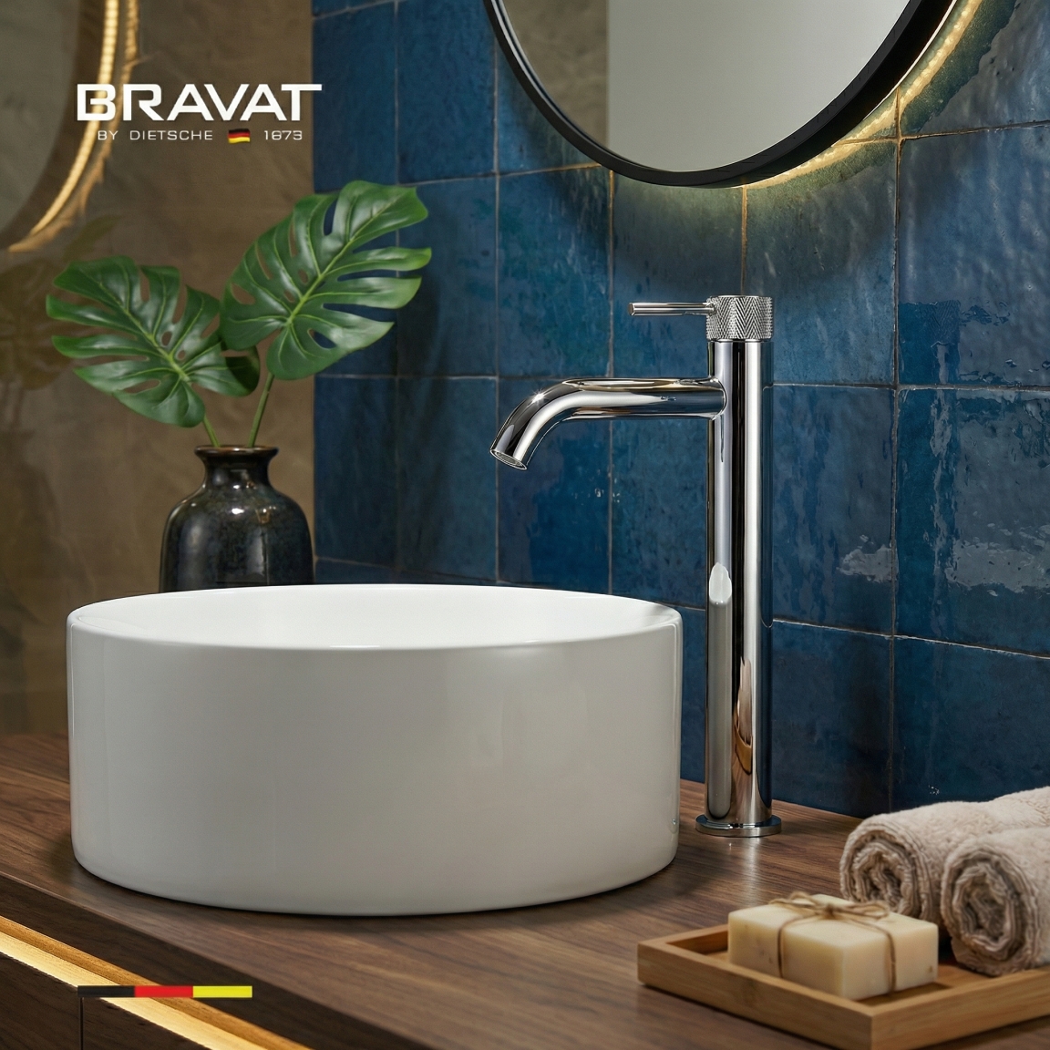 Смеситель для раковины цвет хром с высоким изливом BRAVAT F1787918CP-A-SW